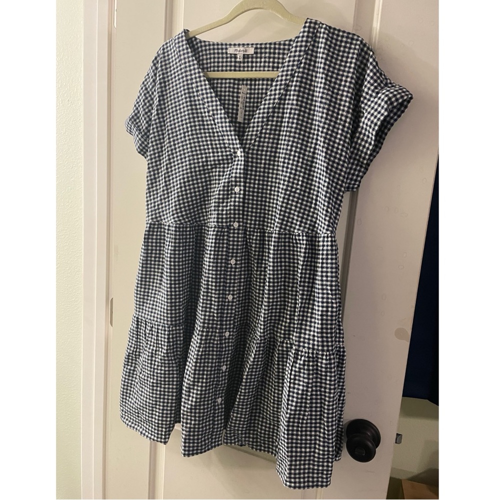 Madewell Navy Gingham Dress